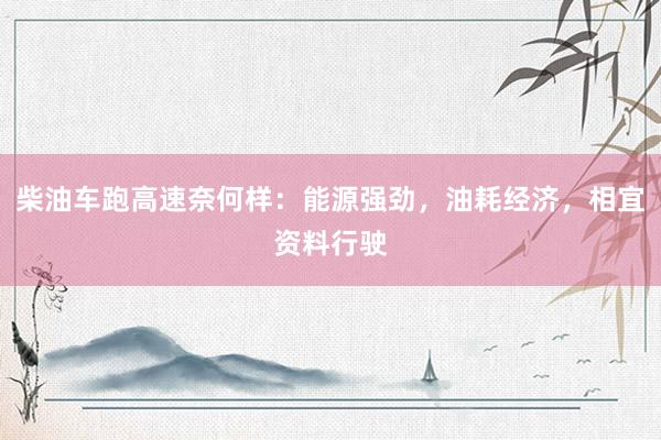 柴油车跑高速奈何样：能源强劲，油耗经济，相宜资料行驶